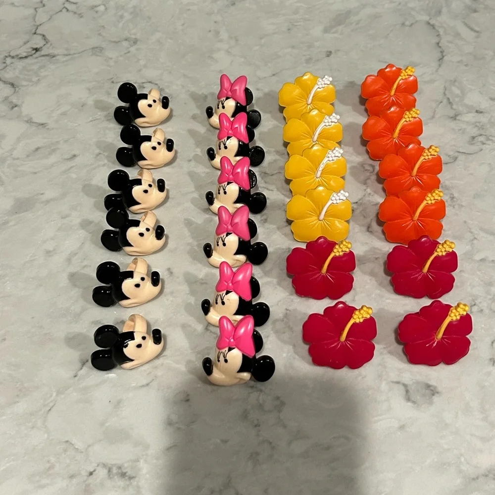 Mickey and Minnie Mouse Luau Cake Topper and 24 Cupcake Ring Toppers